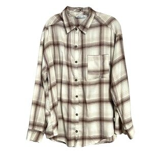 Hollister Brown Tan Button Down Long Sleeve Flannel Shirt Sz L GUC